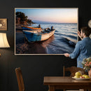 Coastal Fishing Boats Wall Art Canvas Print, Sunset Beach by MyGreatCanvas | Canvas Wall Art Prints | Photo Prints & Wall Decor