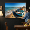 Coastal Fishing Boats Wall Art Canvas Print, Sunset Beach by MyGreatCanvas | Canvas Wall Art Prints | Photo Prints & Wall Decor