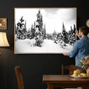 Black and White Snowy Pine Forest Wall Art Canvas Print, by MyGreatCanvas | Canvas Wall Art Prints | Photo Prints & Wall Decor