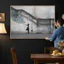 Banksy Girl with Butterflies Street Art Wall Art Canvas by MyGreatCanvas | Canvas Wall Art Prints | Photo Prints & Wall Decor