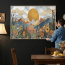 Boho Mountain Landscape Large Wall Art, Horizontal Gold by MyGreatCanvas | Canvas Wall Art Prints | Photo Prints & Wall Decor