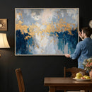 Blue Gold Abstract Large Framed Canvas Wall Art, Modern by MyGreatCanvas | Canvas Wall Art Prints | Photo Prints & Wall Decor
