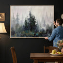 Misty Pine Forest Oil Painting Canvas — Dark Moody Teal Grey by MyGreatCanvas | Canvas Wall Art Prints | Photo Prints & Wall Decor