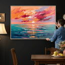 Bold Palette Knife Ocean Sunset Canvas — Orange Pink Teal by MyGreatCanvas | Canvas Wall Art Prints | Photo Prints & Wall Decor