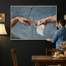 Funny Bathroom Canvas Wall Art, Michelangelo Creation of by MyGreatCanvas | Canvas Wall Art Prints | Photo Prints & Wall Decor