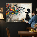 Banksy Butterfly Girl Wall Art Canvas Print, Framed Street by MyGreatCanvas | Canvas Wall Art Prints | Photo Prints & Wall Decor