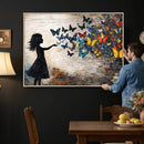 Banksy Butterfly Girl Wall Art Canvas Print, Framed Street by MyGreatCanvas | Canvas Wall Art Prints | Photo Prints & Wall Decor
