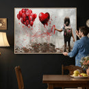 Girl Graffiti Wall Art Canvas Print, Red Balloon Heart by MyGreatCanvas | Canvas Wall Art Prints | Photo Prints & Wall Decor