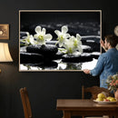 Plumeria Frangipani Black Stone Canvas | White Flower Spa by MyGreatCanvas | Canvas Wall Art Prints | Photo Prints & Wall Decor