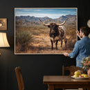 Texas Longhorn Bull Wall Art Canvas Print, Western Farmhouse
