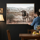 Texas Longhorn Bull Wall Art Canvas Print, Western Farmhouse