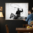 Cowboy Lasso Canvas Wall Art, Black White Western Horse by MyGreatCanvas | Canvas Wall Art Prints | Photo Prints & Wall Decor