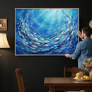 School of Fish Canvas Print | Blue Ocean Underwater Wall Art by MyGreatCanvas | Canvas Wall Art Prints | Photo Prints & Wall Decor
