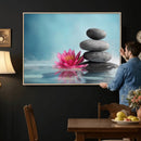Zen Canvas Wall Art Lotus Flower Stacked Stones Teal Spa by MyGreatCanvas | Canvas Wall Art Prints | Photo Prints & Wall Decor