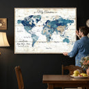 Watercolor World Map Canvas Wall Art Print – Abstract