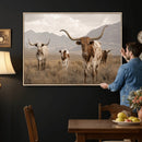 Rustic Texas Longhorn Cow Canvas Wall Art Print, Rustic Farm Animal Photography Print, Farmhouse Country Decor, Western Ranch Art