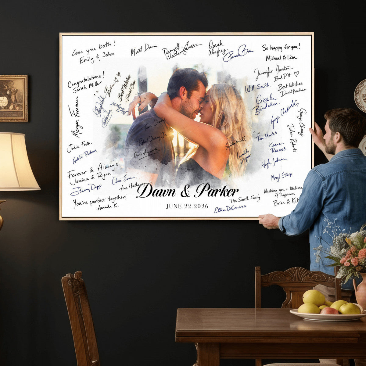 Wedding Guest Book Alternative Wall Art Canvas Print, Personalized, photo 10 of 25