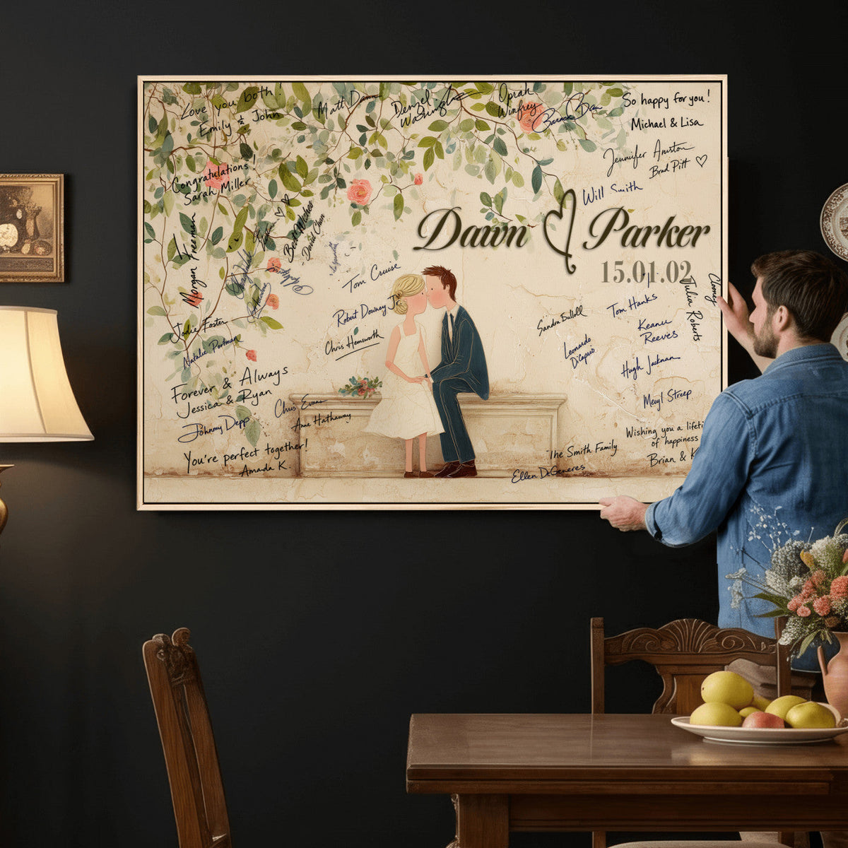 Wedding Guest Book Alternative Wall Art Canvas Print, Personalized, photo 11 of 25