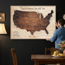 Personalized USA Push Pin Travel Map Canvas for Adventure Wall Decor