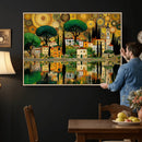 Gustav Klimt Golden Cityscape Wall Art Canvas Print,
