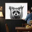 Funny Raccoon Canvas Wall Art, Black White Hands Up Animal Photo Print, Humorous Wildlife Decor, Kids Room Nursery Art, Quirky Animal Gift by MyGreatCanvas | Canvas Wall Art Prints | Photo Prints & Wall Decor