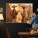 Mexican Couple Canvas Wall Art, Romantic Serenade Guitar Painting Print, Southwestern Desert Adobe Decor, Warm Golden Folk Art, Living Room Art by MyGreatCanvas | Canvas Wall Art Prints | Photo Prints & Wall Decor