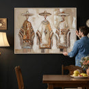 Mexican Folk Art Canvas Wall Art, Charro Poncho Sombrero Painting Print, Neutral Beige Boho Decor, Southwestern Impasto Style, Living Room Art by MyGreatCanvas | Canvas Wall Art Prints | Photo Prints & Wall Decor