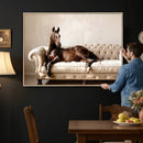 Funny Horse on Sofa Canvas Wall Art, Quirky Horse Lounging Photo Print, Whimsical Animal Decor, Living Room Conversation Art, Horse Lover Gift by MyGreatCanvas | Canvas Wall Art Prints | Photo Prints & Wall Decor