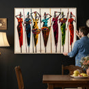African Folk Art Canvas Wall Art, Colorful African Women Village Painting Print, Tribal Ethnic Home Decor, Vibrant African Art, Living Room