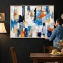 Blue Teal Abstract Canvas Wall Art, Modern Textured Painting Print, Navy Orange White Contemporary Art, Neutral Living Room Decor, Office Art by MyGreatCanvas | Canvas Wall Art Prints | Photo Prints & Wall Decor