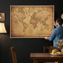 Personalized Push Pin World Map, Vintage Travel Map Canvas, Custom Names Anniversary Gift, Places Visited Pin Board, Couples Adventure Art