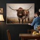 Texas Longhorn Wall Art Canvas Print – Brown Horned Bull