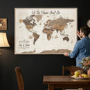 Personalized Push Pin World Map Canvas Print Custom Family