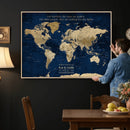 Custom Push Pin World Map Wall Art Canvas Print –