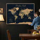 Custom Push Pin World Map Wall Canvas Print – Personalized