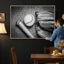 Vintage Baseball Glove and Bat Sports Wall Art Canvas,