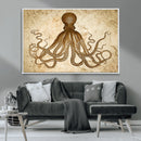 Sepia Octopus Wall Art Abstract Animal Canvas Print