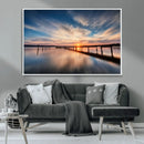 Wooden Pier on Seascape and Sunset Wall Art Canvas Print by MyGreatCanvas | Canvas Wall Art Prints | Photo Prints & Wall Decor