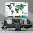 Modern Watercolor World Map Canvas Wall Art – Framed by MyGreatCanvas | Canvas Wall Art Prints | Photo Prints & Wall Decor