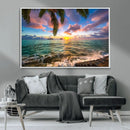 Framed Tropical Sunset Art Canvas Print