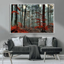 Autumn Forest Wall Art – Enchanting Red Leaves Canvas Print,