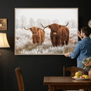 Longhorn Cattle Wall Art Canvas Print, Framed Farmhouse