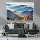 Misty Mountain Sunrise Triptych Canvas Print – Autumn