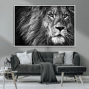 Black and White Lion Canvas Wall Art Print – Wildlife