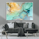 Abstract Aqua and Gold Fluid Wall Art Canvas | 3 Panel Large by MyGreatCanvas | Canvas Wall Art Prints | Photo Prints & Wall Decor