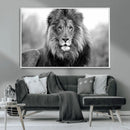 Black and White Lion Canvas Wall Art – Animal Print Artwork