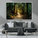 Sunlit Forest Pathway Canvas Print | 3 Panel Large Nature by MyGreatCanvas | Canvas Wall Art Prints | Photo Prints & Wall Decor