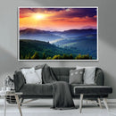 Sunset over Mountain Canvas Print, Forest Canvas Wall Art –