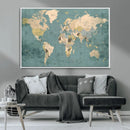 Classic World Map Canvas Print – Framed Vintage Map Wall