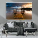 Serene Lake Pier at Sunset Canvas Print | Landscape Canvas